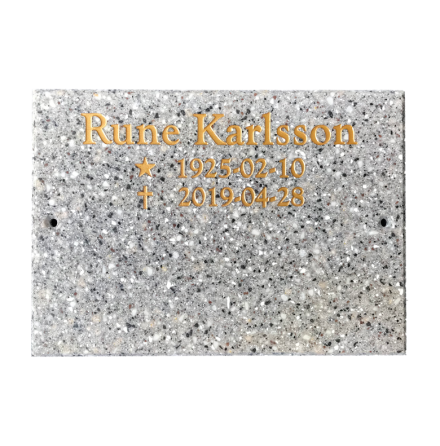 Gravskylt med plats för två namn i 12 mm granitkomposit