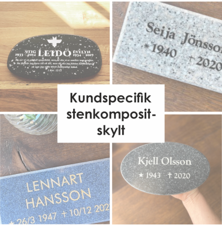 Kundspecifik skylt i stenkomposit