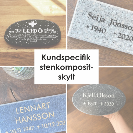 Kundspecifik skylt i stenkomposit