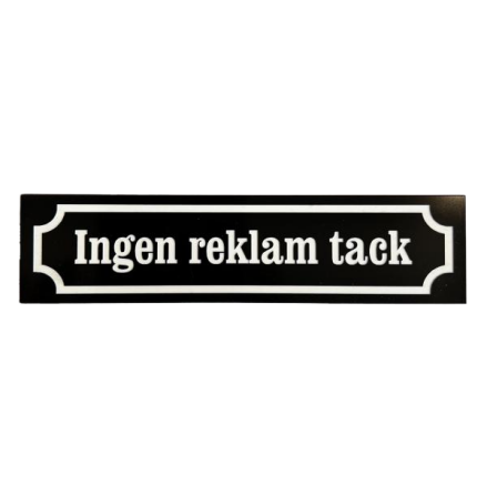 Ingen reklam tack SOLBACKEN r en svart brevldeskylt i gammaldags stil.