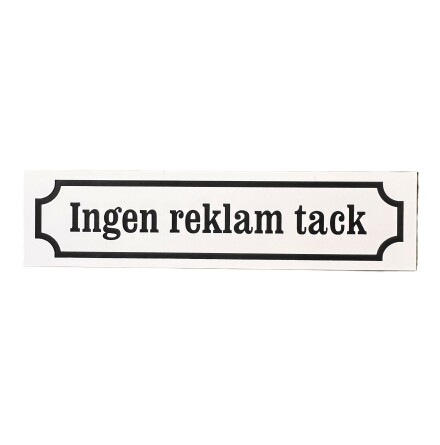 Ingen reklam tack SOLBACKEN r en vit brevldeskylt i gammaldags stil.