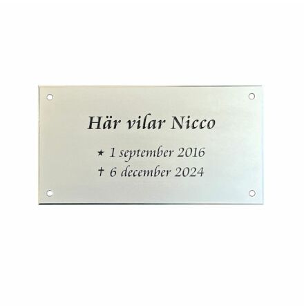 Gravskylt till djur i natureloxerad aluminium