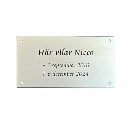 Gravskylt till djur i natureloxerad aluminium