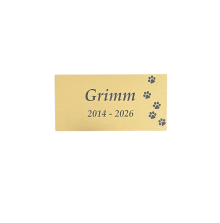 Gravskylt till hund i m�ssingslik akryl